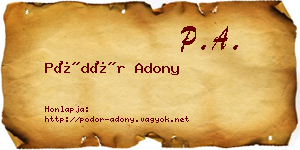 Pödör Adony névjegykártya